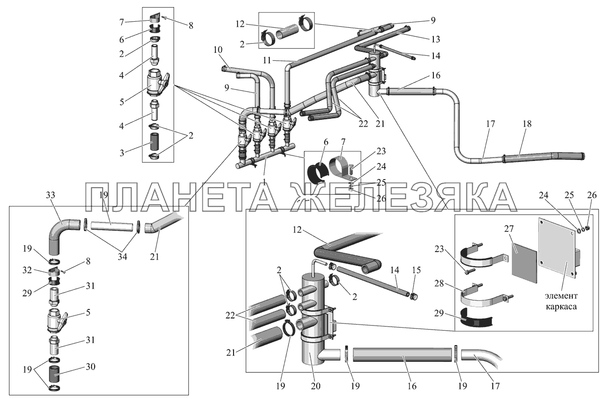 Установка системы отопления в моторном отсеке 152-8100007-60 МАЗ-152 (2011)